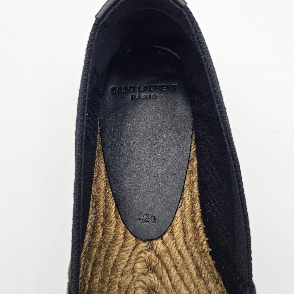 Saint Laurent Paris YSL Mens Espadrilles Logo Embroidered Canvas Black Nero  9.5 - Picture 6 of 9